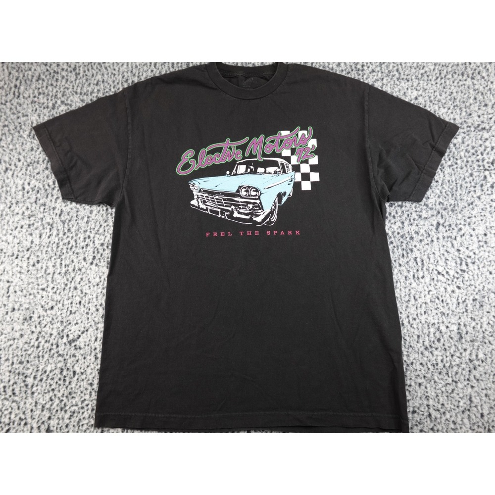 J. Galt‎ Electric Motors 72 Graphic T-Shirt Black One Size Feel the Spark Retro